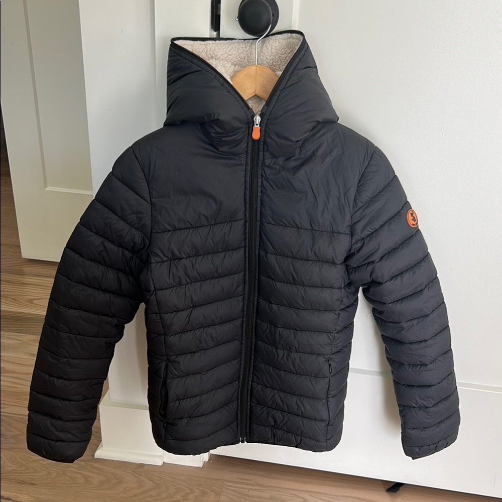 SAVE THE DUCK Black Quilted Puffer Jacket with High Collar